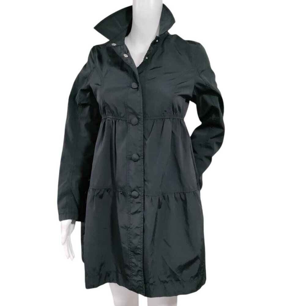 Valentino R.E.D Black Raincoat/Shacket Peplum Whimsy Goth Babydoll 40 S/M - Picture 2 of 15